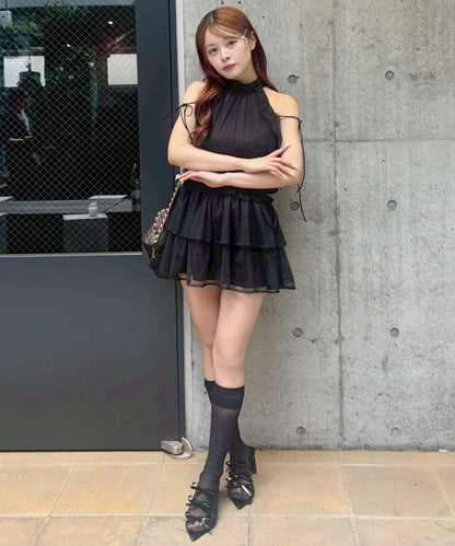 美式背心領迷你連衣裙