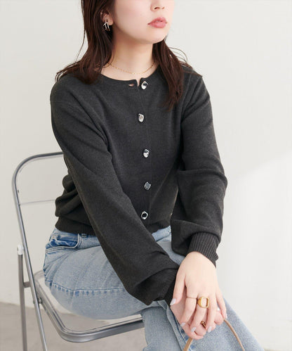 再生聚酯質感紐扣開衫