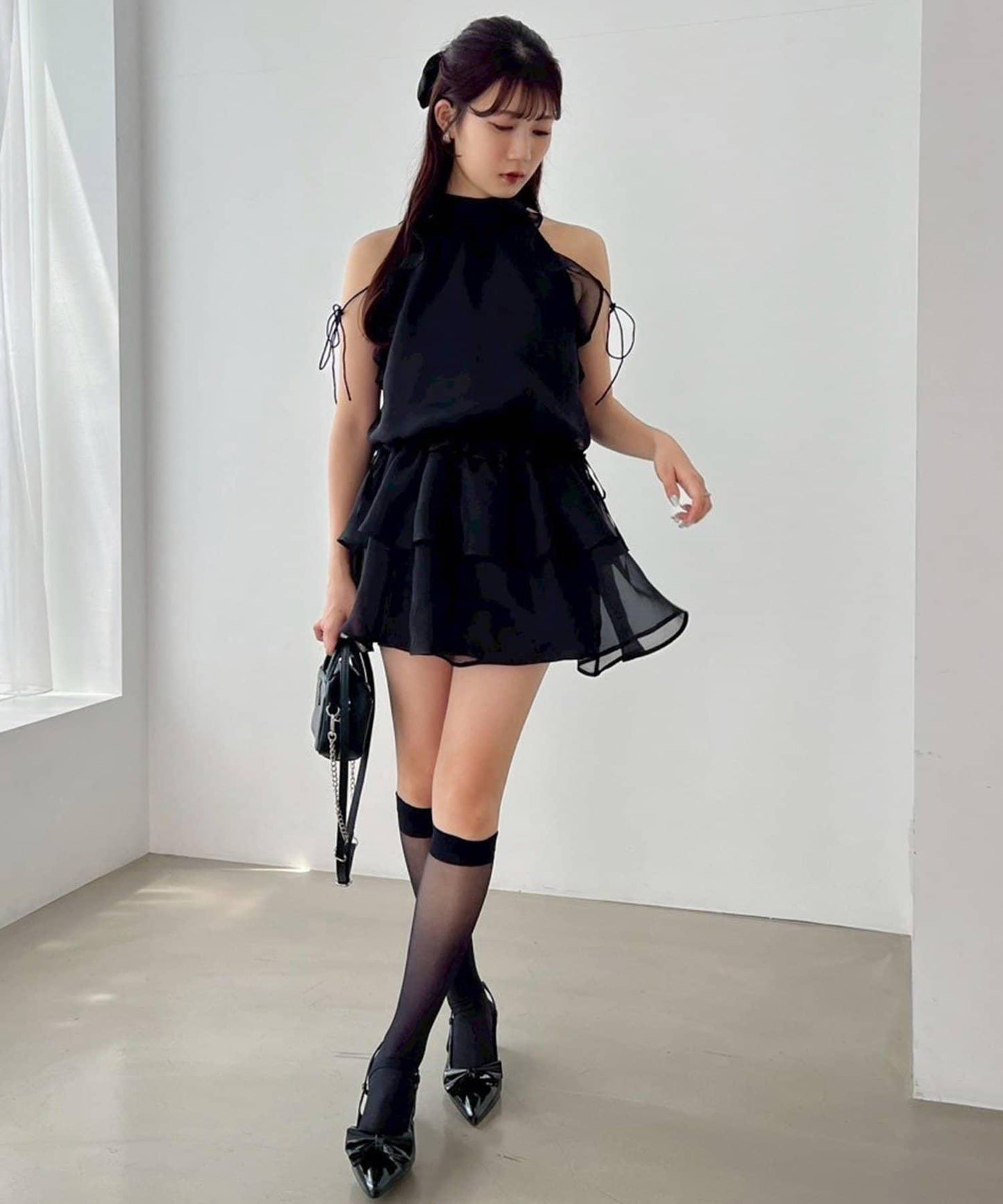 美式背心領迷你連衣裙