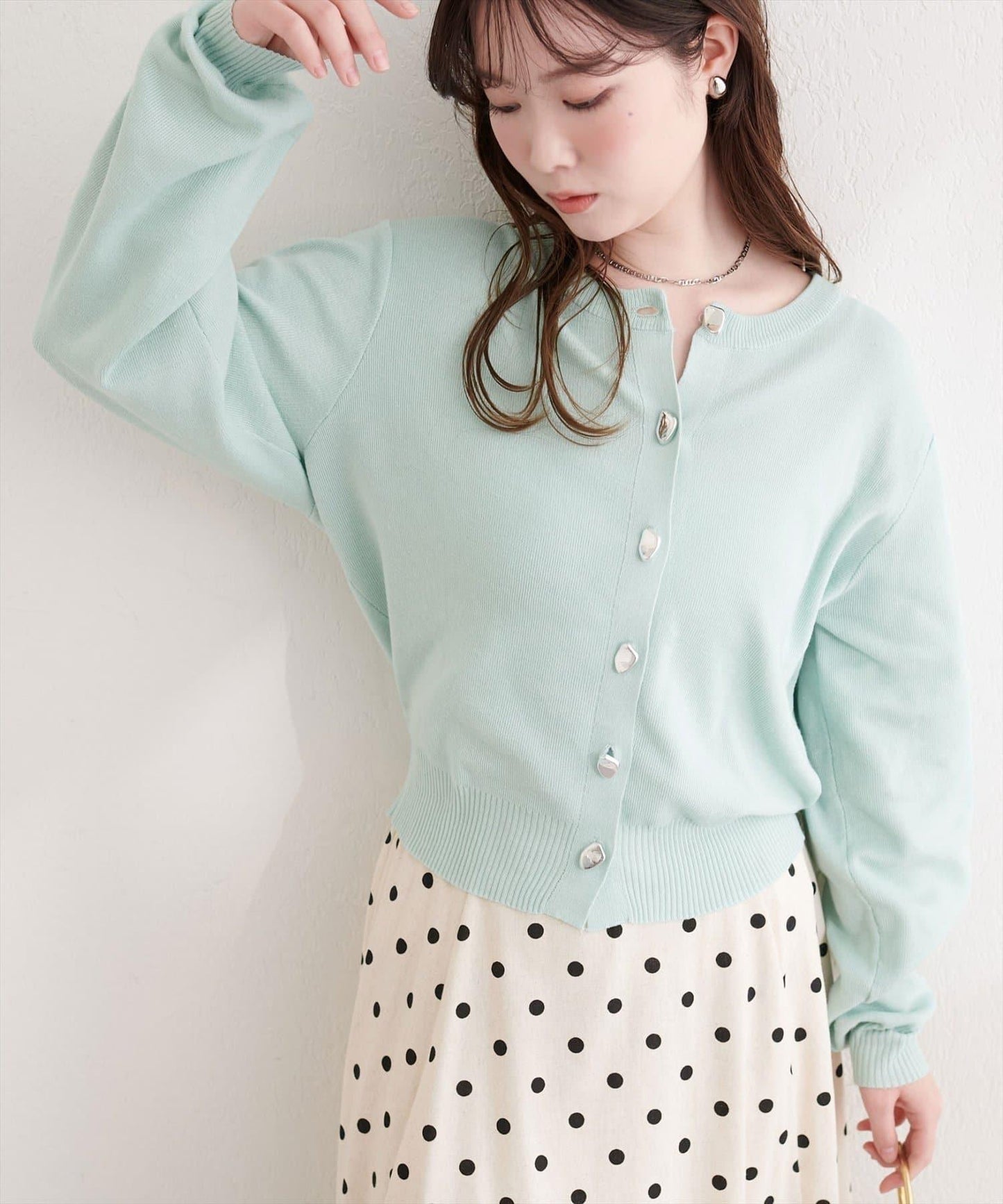 再生聚酯質感紐扣開衫