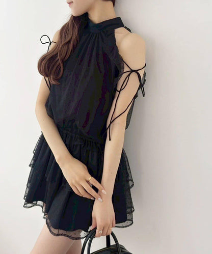 美式背心領迷你連衣裙