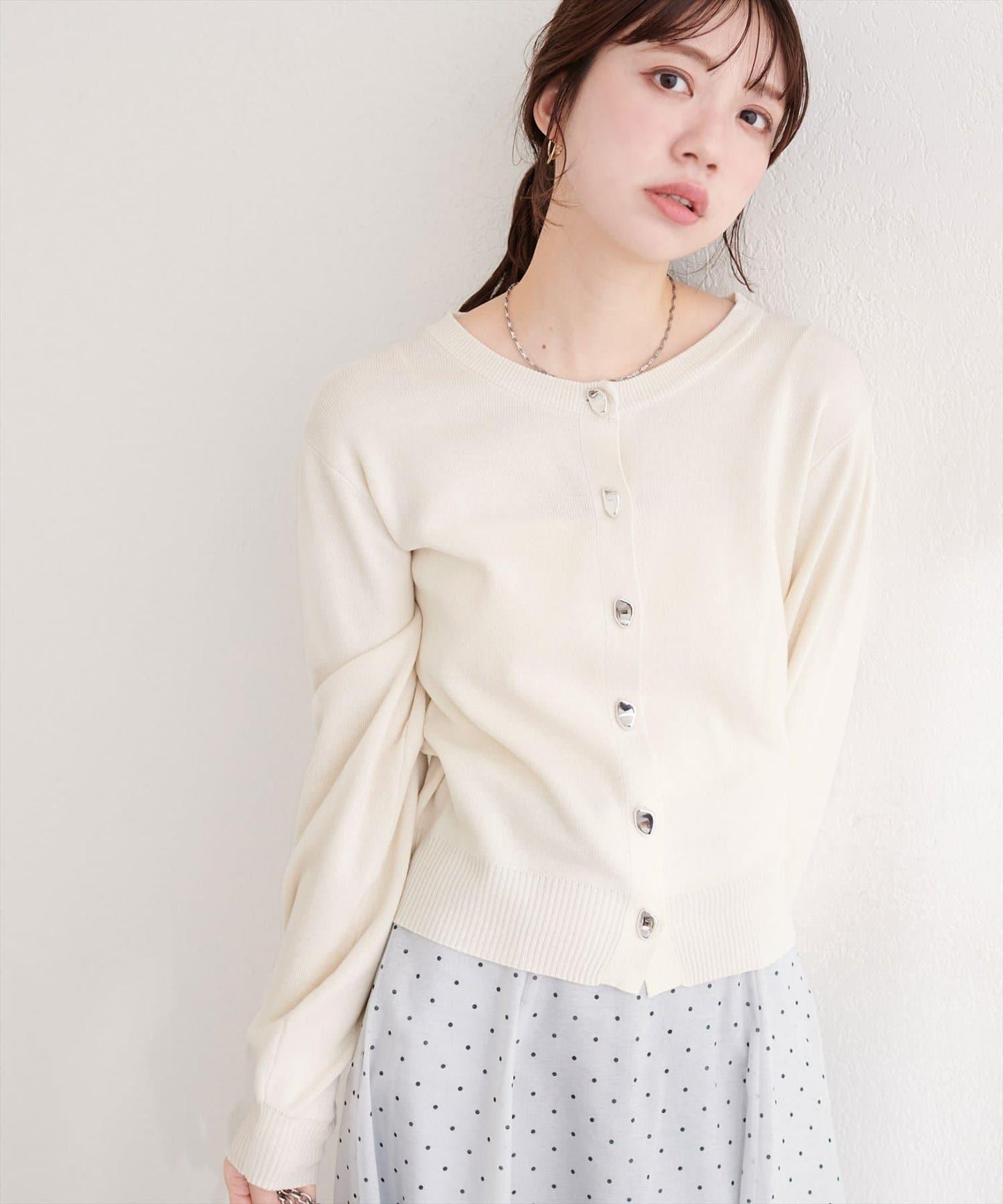 再生聚酯質感紐扣開衫