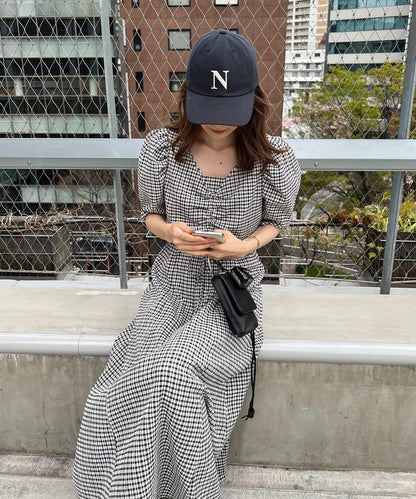 復古褶皺連衣裙