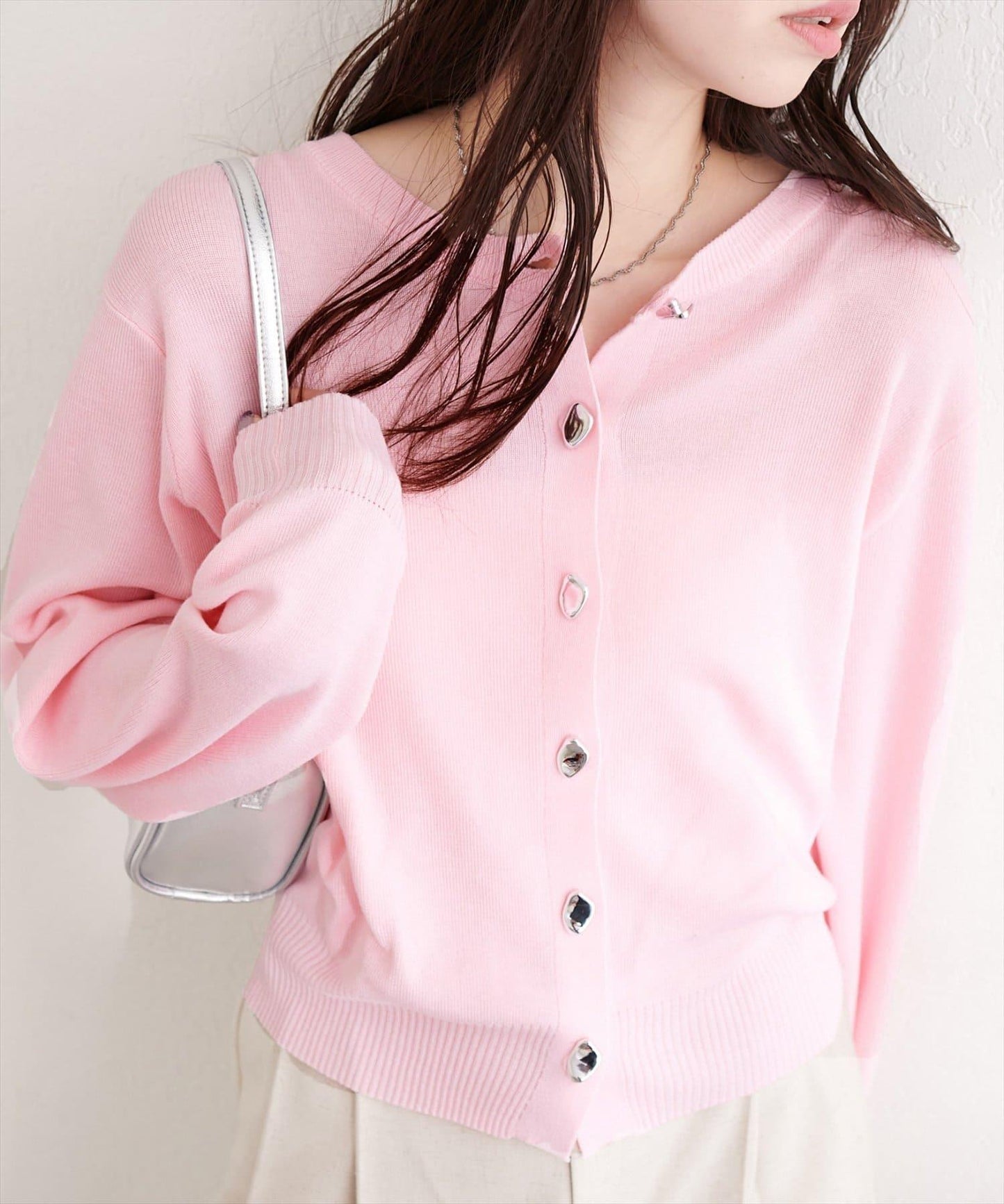 再生聚酯質感紐扣開衫