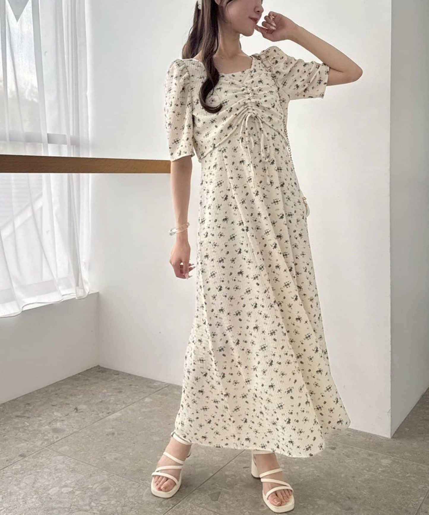 復古褶皺連衣裙