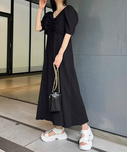 復古褶皺連衣裙