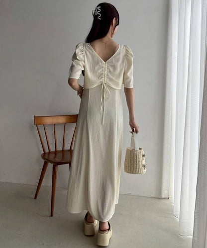 復古褶皺連衣裙