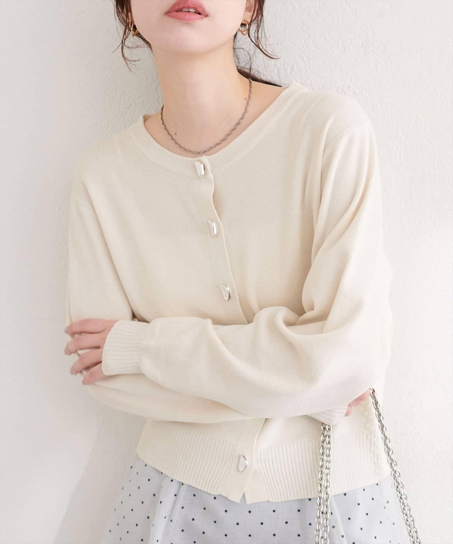 再生聚酯質感紐扣開衫