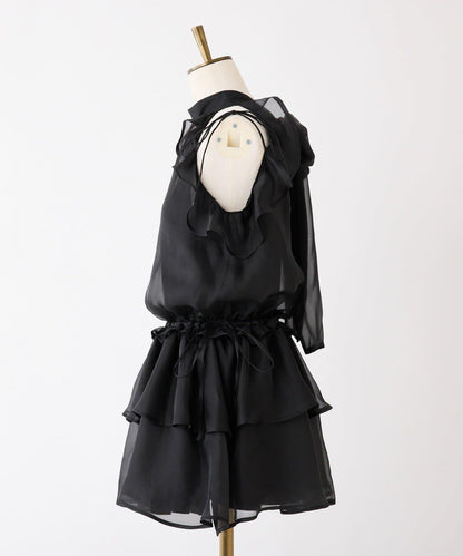 美式背心領迷你連衣裙