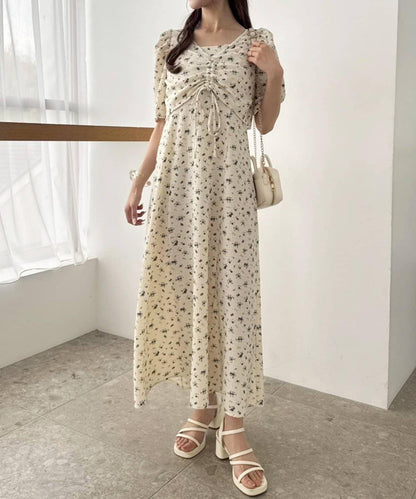 復古褶皺連衣裙