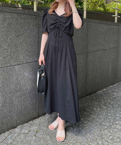 復古褶皺連衣裙