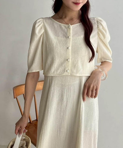 復古褶皺連衣裙