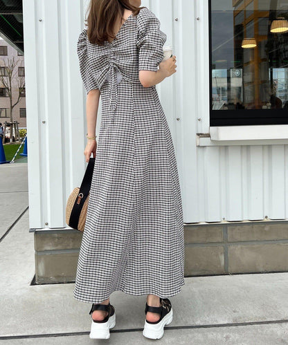 復古褶皺連衣裙