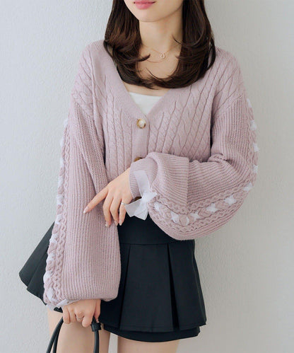 袖部繫帶設計 針織開衫