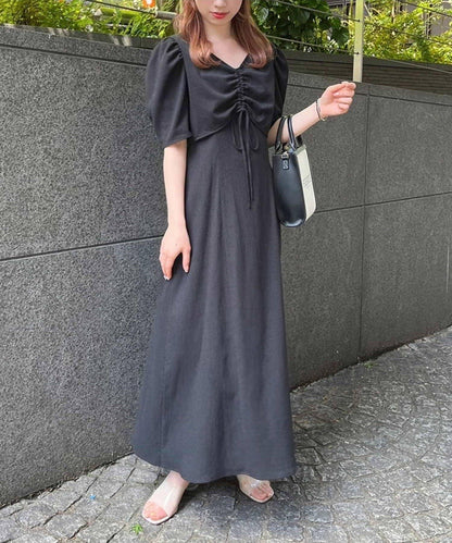 復古褶皺連衣裙