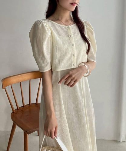 復古褶皺連衣裙