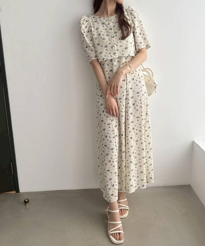 復古褶皺連衣裙