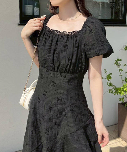 不對稱下襬層疊長款連衣裙