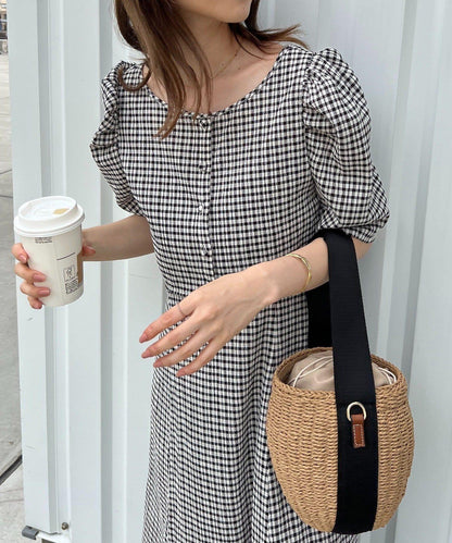 復古褶皺連衣裙