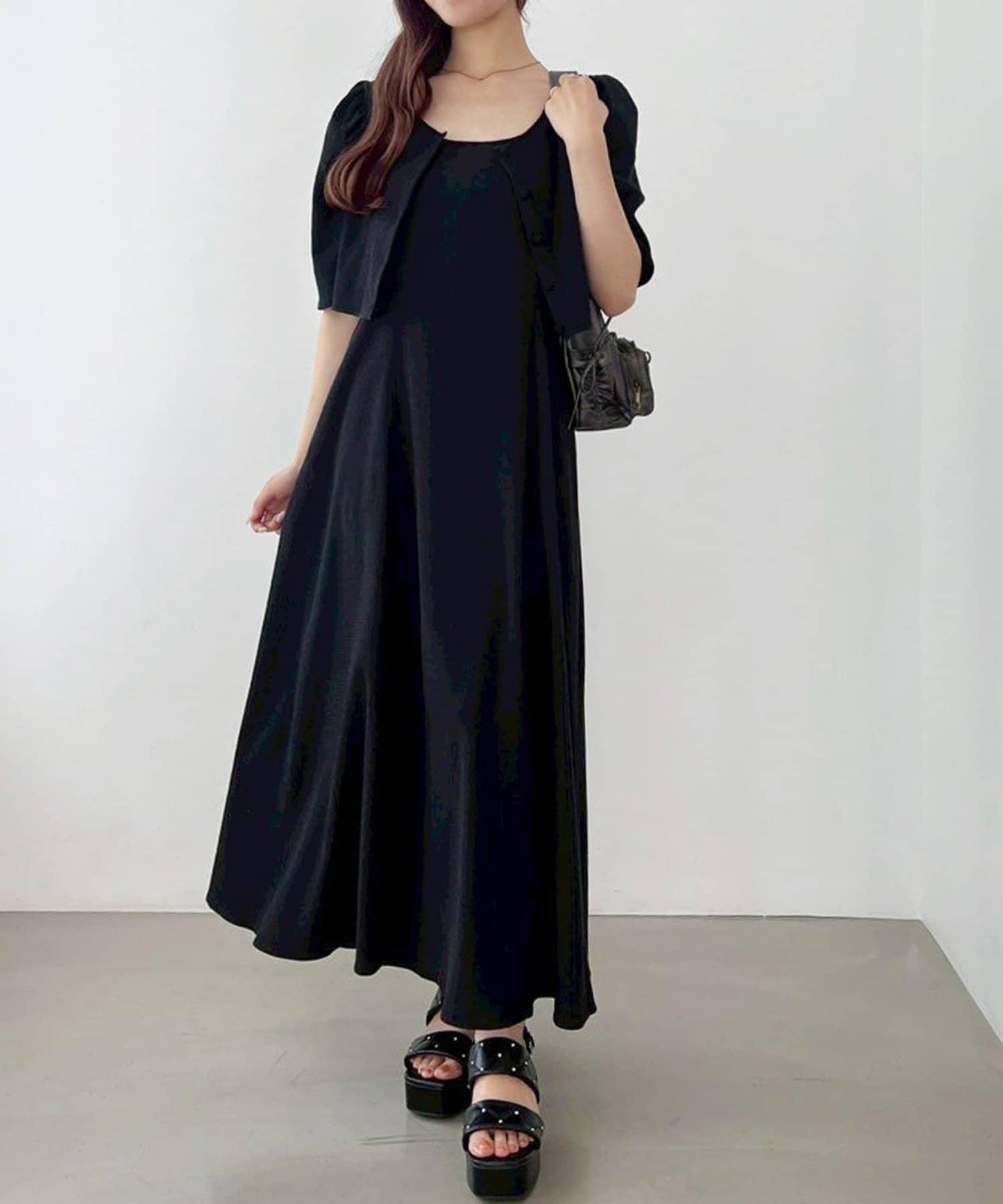 復古褶皺連衣裙