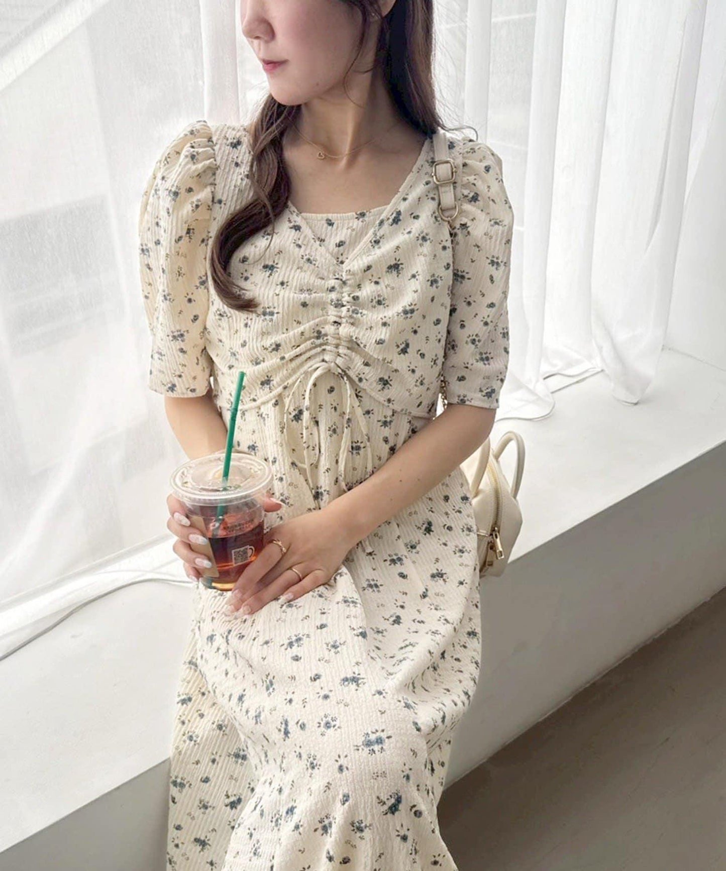 復古褶皺連衣裙