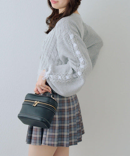 袖部繫帶設計 針織開衫