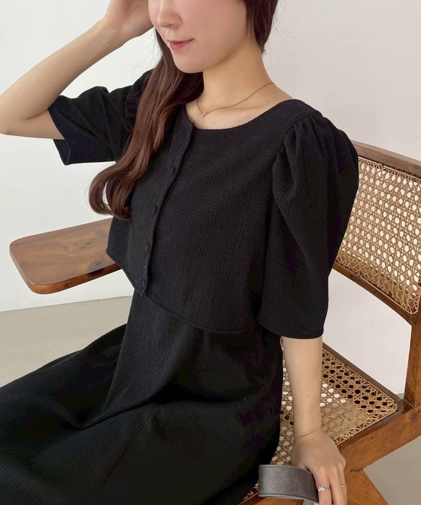 復古褶皺連衣裙