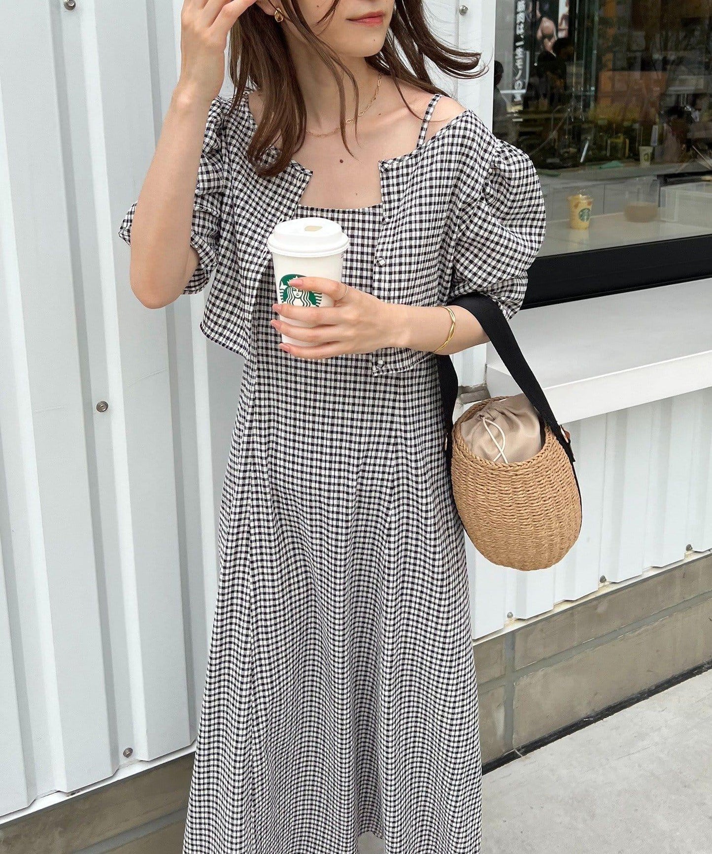 復古褶皺連衣裙