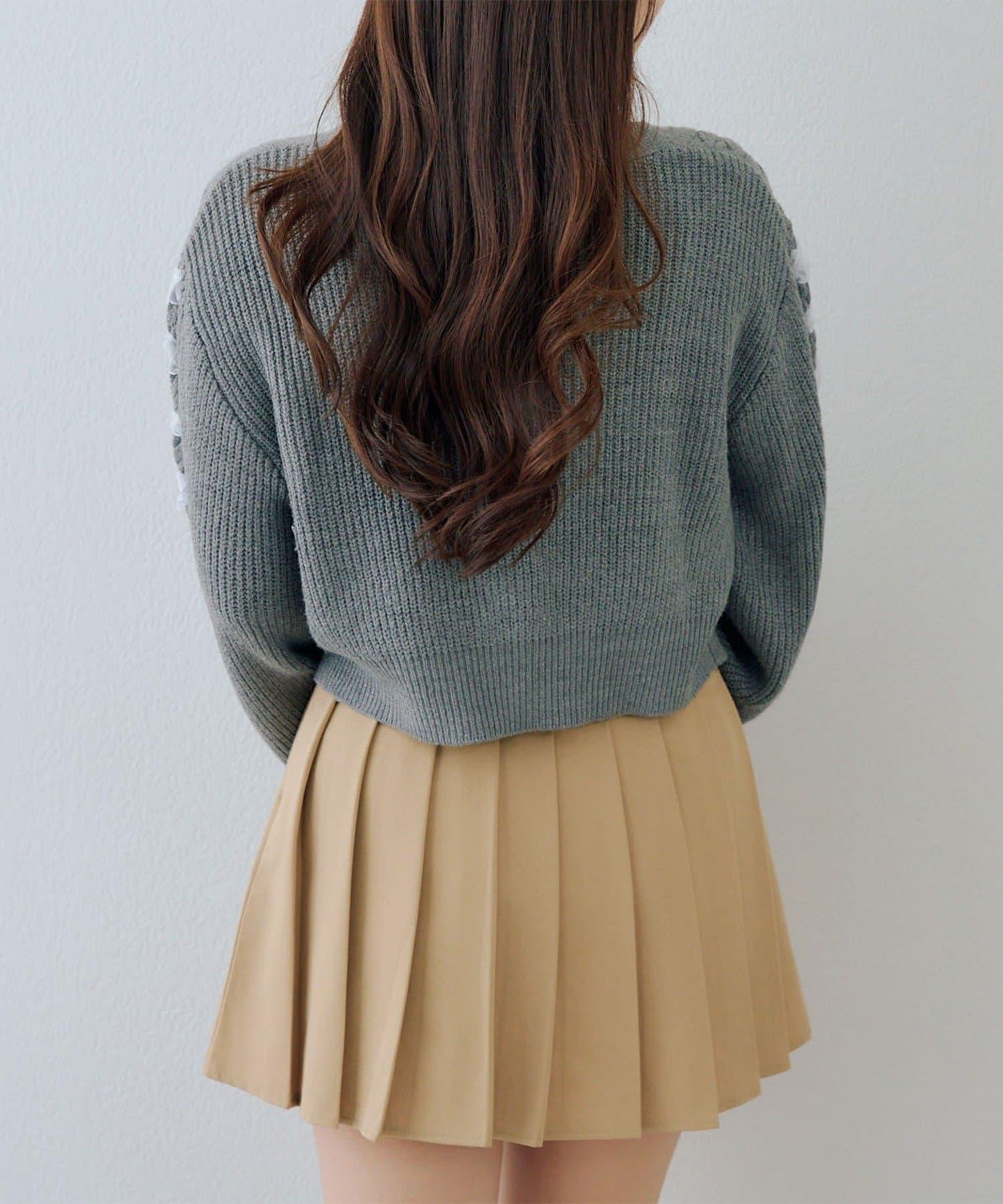 袖部繫帶設計 針織開衫