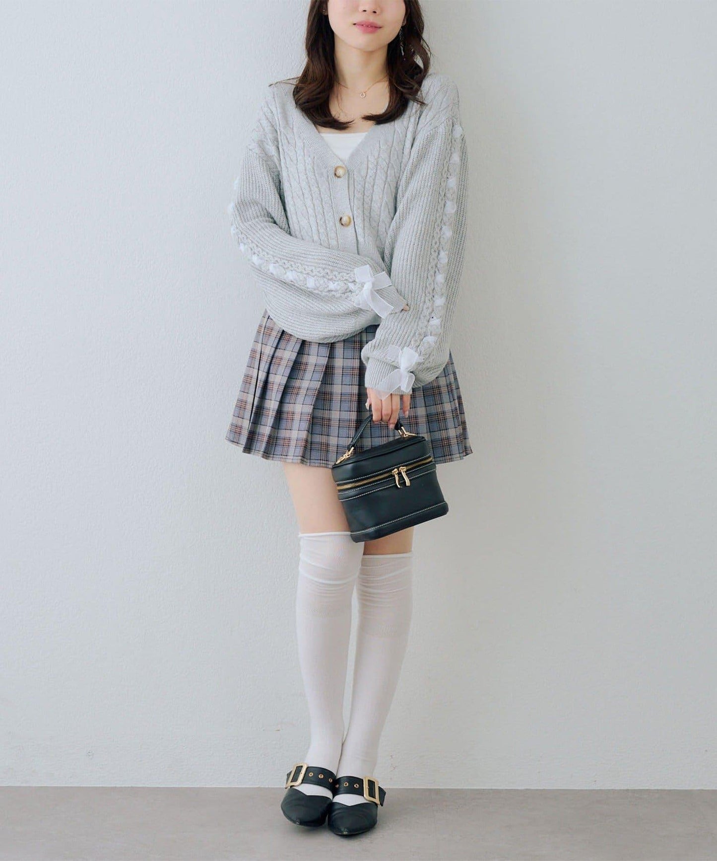 袖部繫帶設計 針織開衫