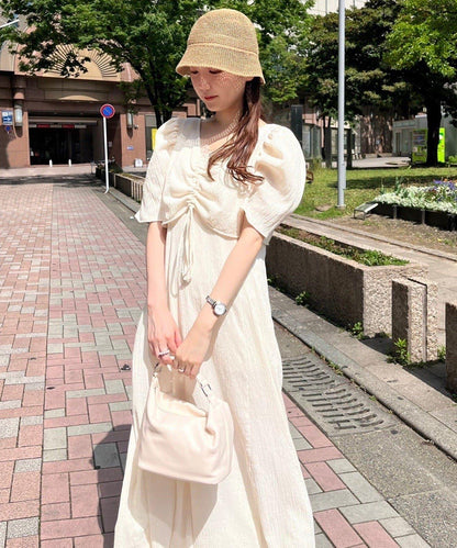 復古褶皺連衣裙
