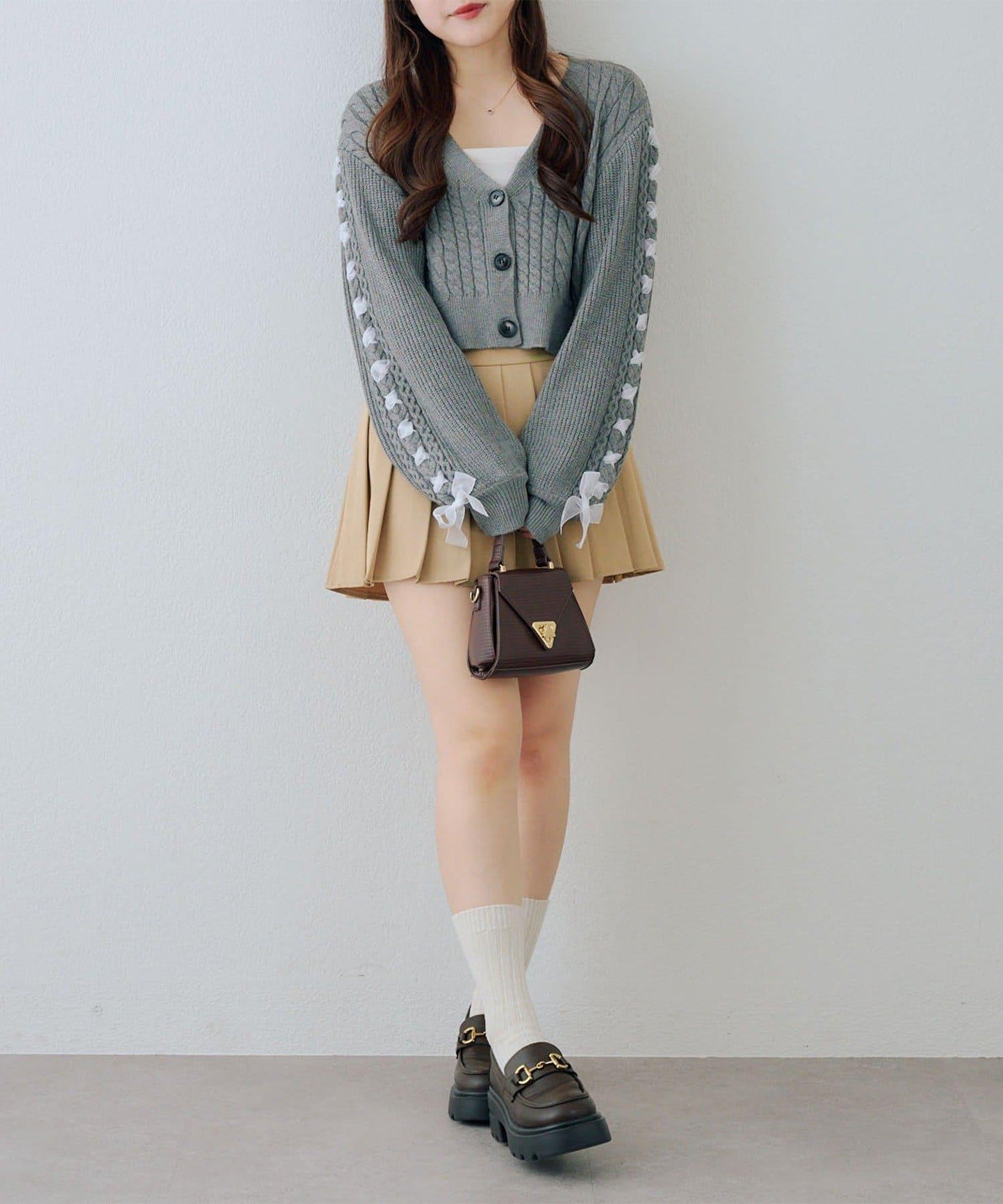 袖部繫帶設計 針織開衫