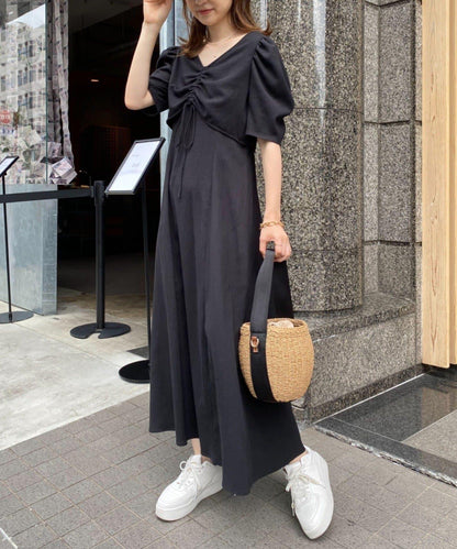 復古褶皺連衣裙