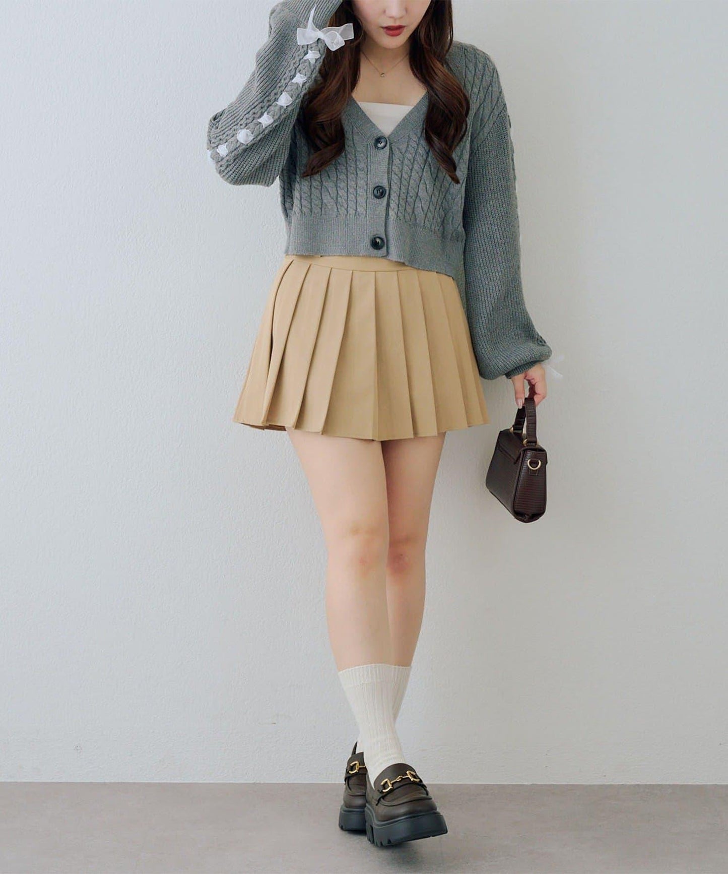 袖部繫帶設計 針織開衫