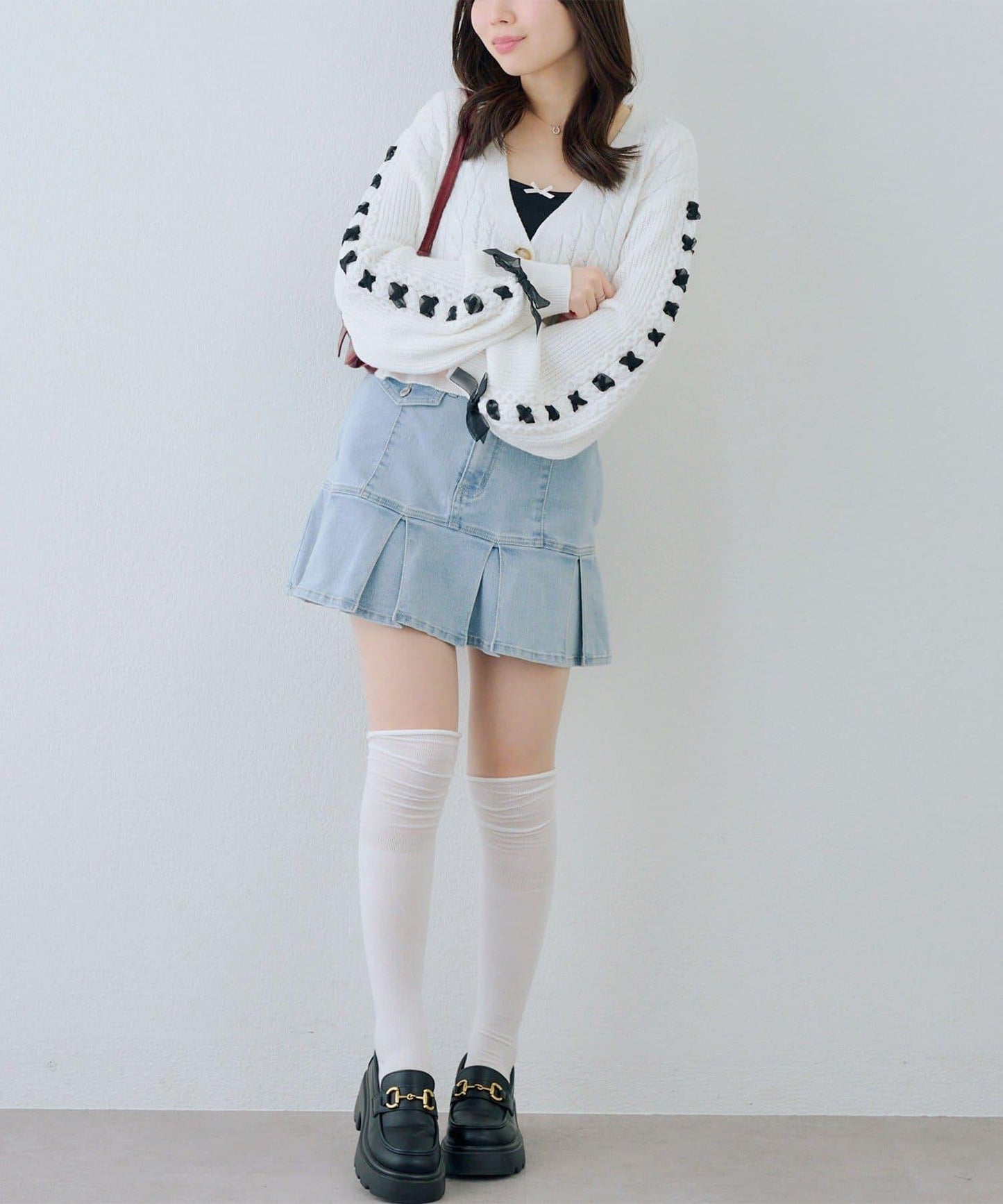 袖部繫帶設計 針織開衫