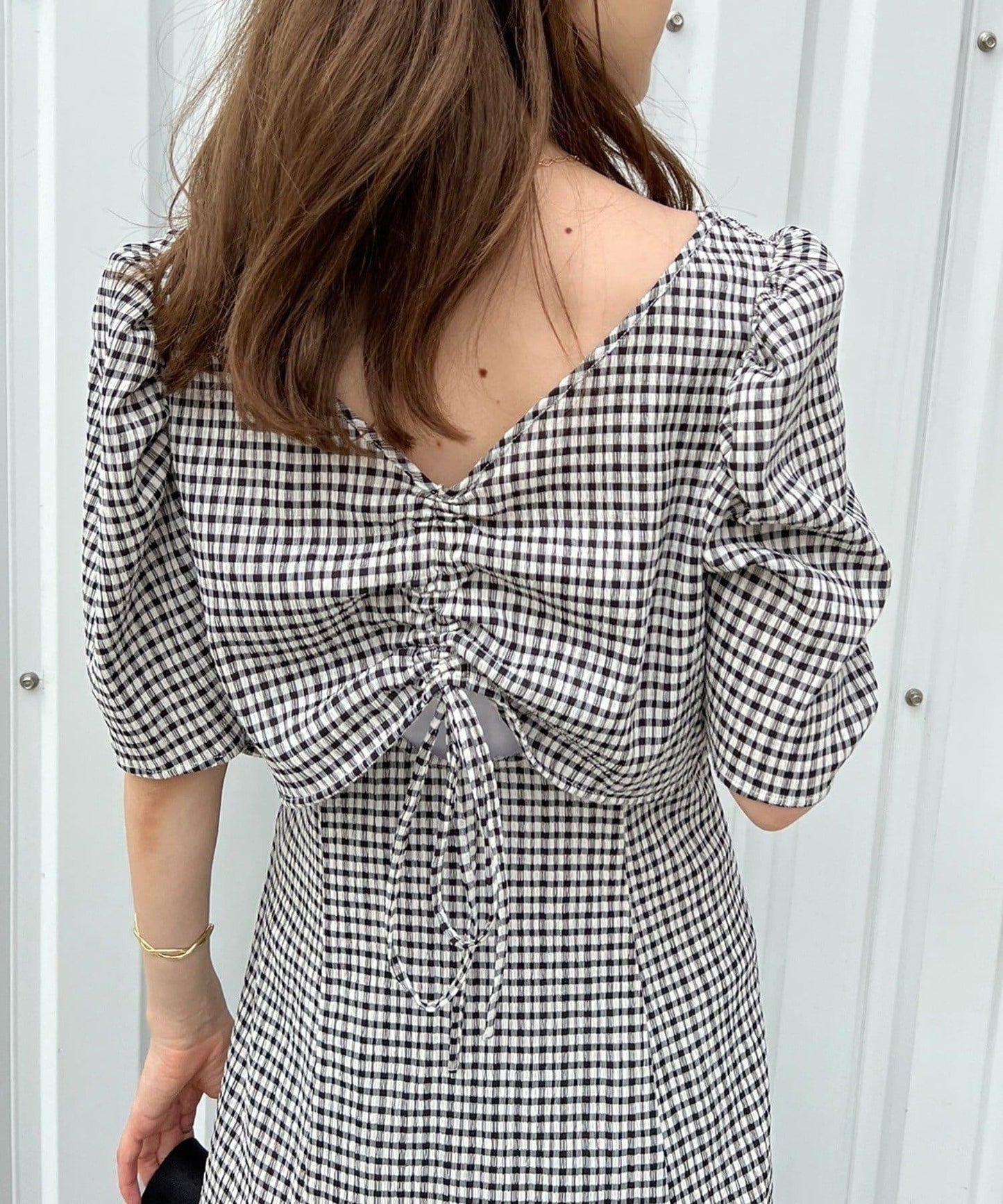 復古褶皺連衣裙