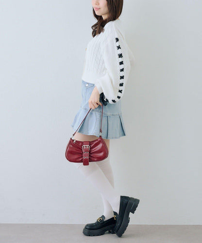 袖部繫帶設計 針織開衫