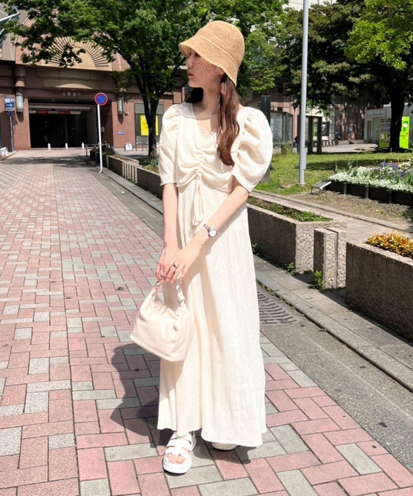 復古褶皺連衣裙