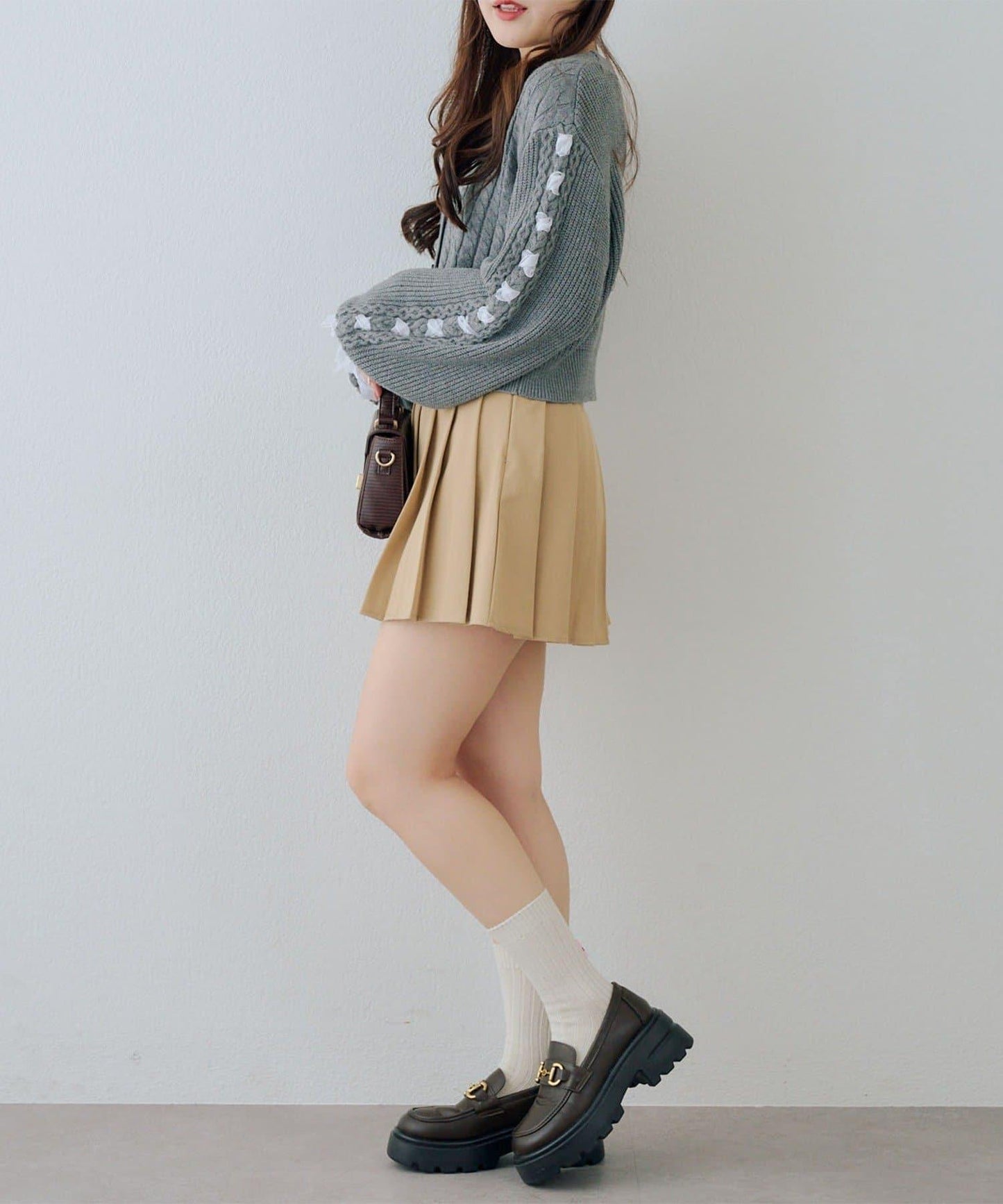 袖部繫帶設計 針織開衫