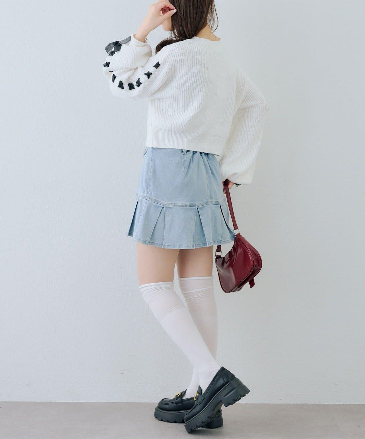 袖部繫帶設計 針織開衫