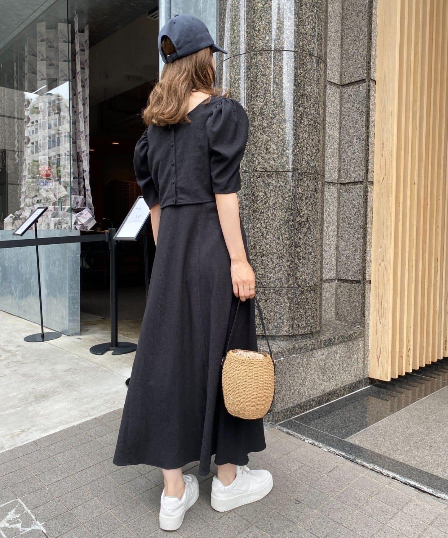 復古褶皺連衣裙