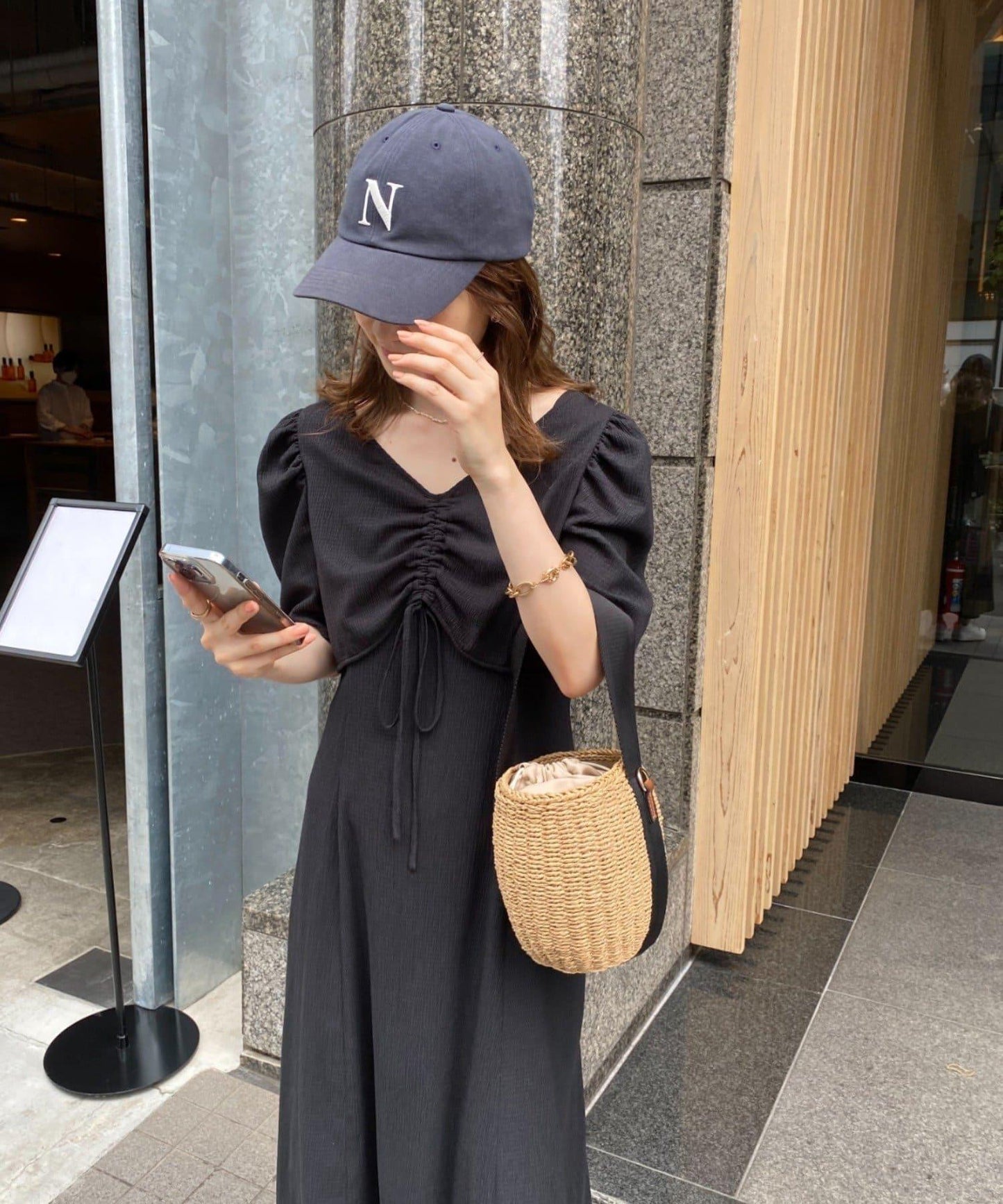 復古褶皺連衣裙