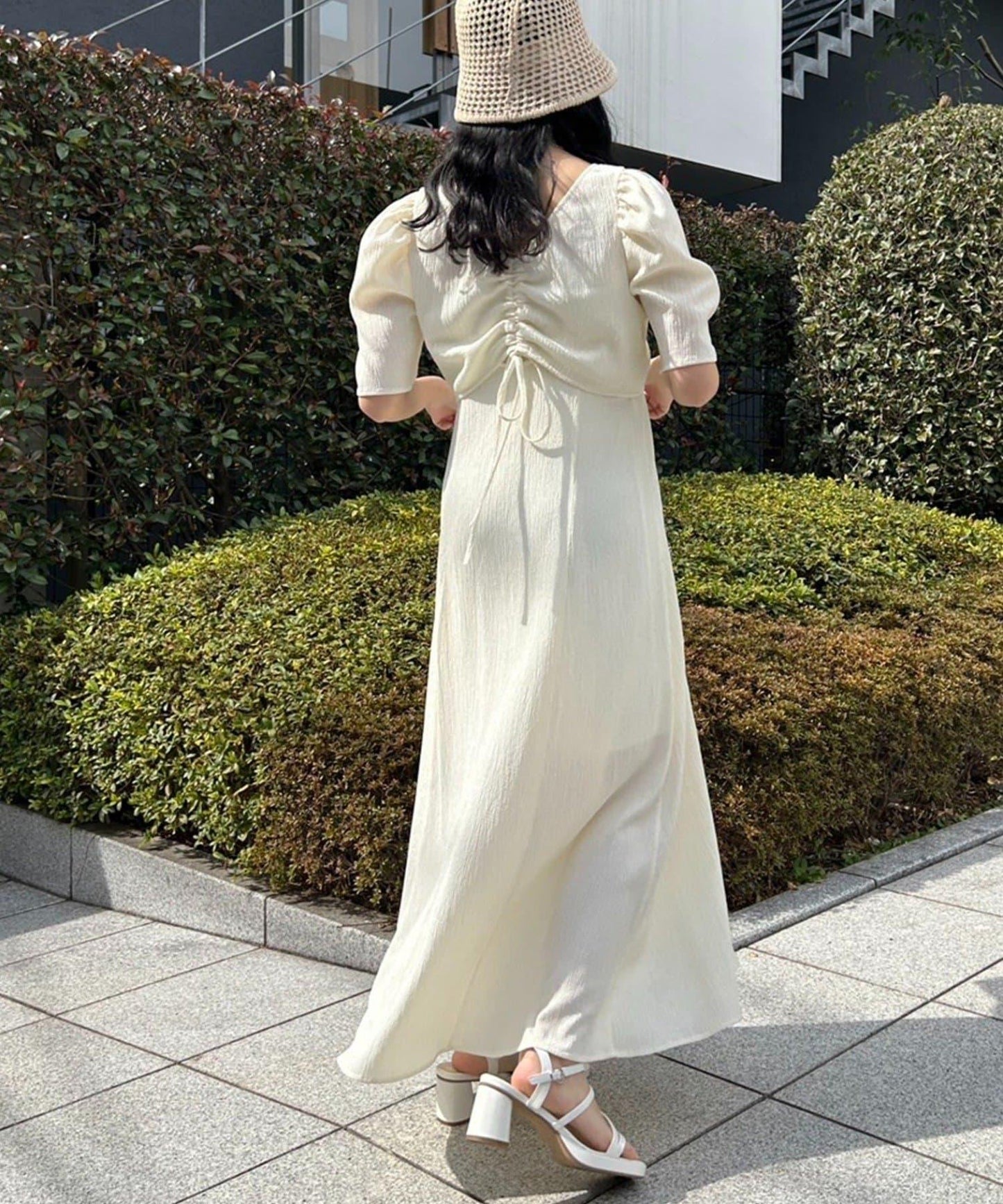 復古褶皺連衣裙