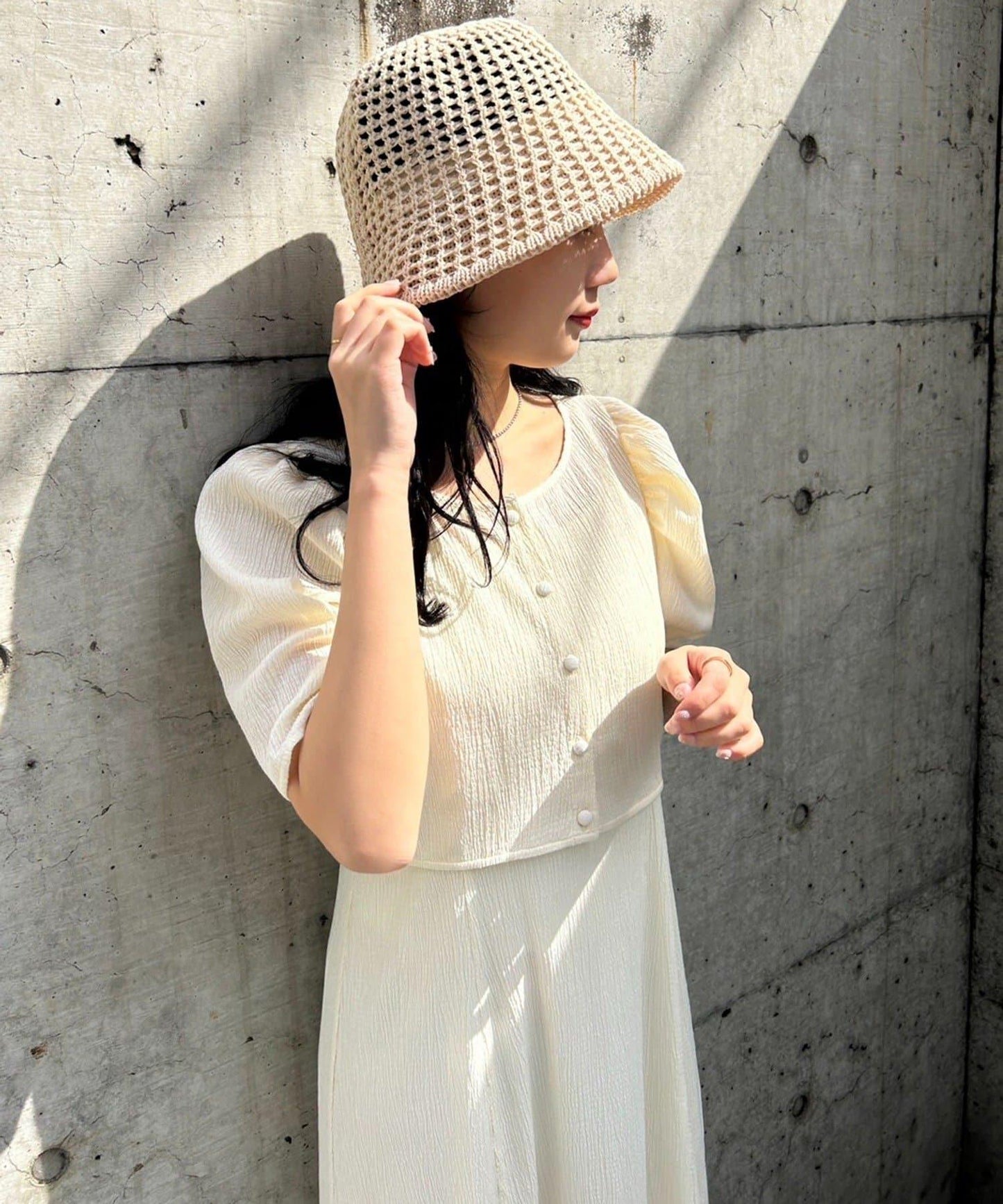 復古褶皺連衣裙