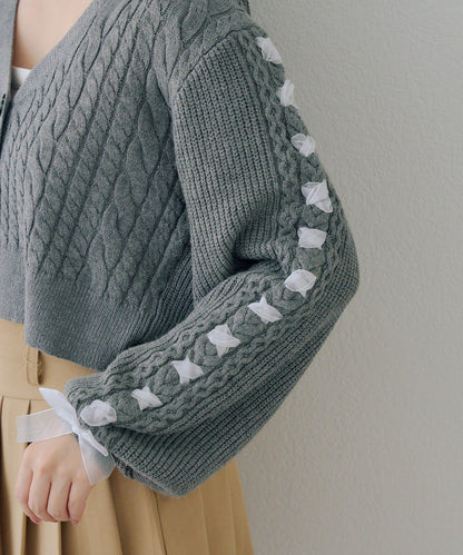 袖部繫帶設計 針織開衫