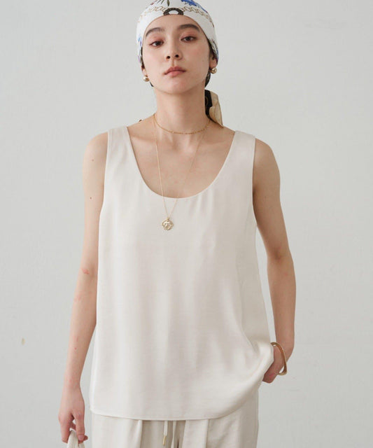 2WAY無袖緞面長款上衣