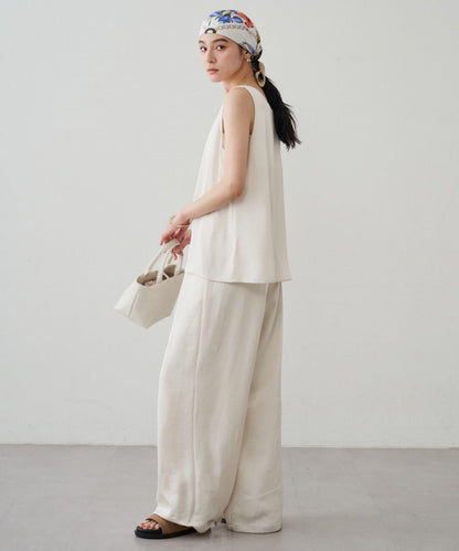 2WAY無袖緞面長款上衣