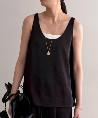 2WAY無袖緞面長款上衣