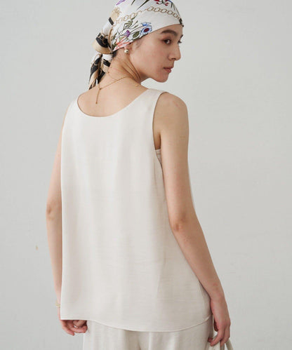 2WAY無袖緞面長款上衣