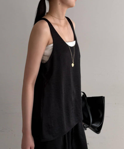 2WAY無袖緞面長款上衣